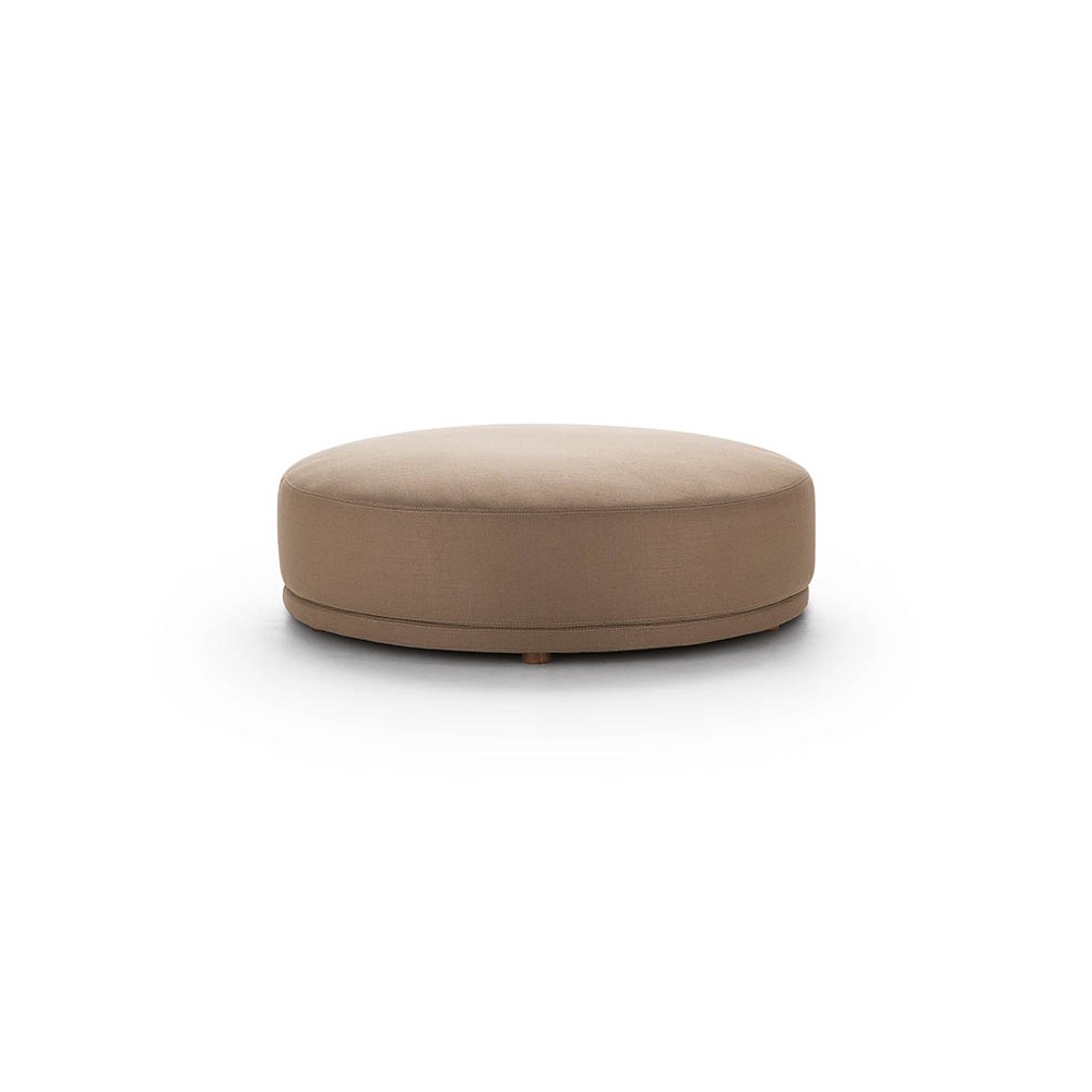 Vivien round ottoman in fabric or leather