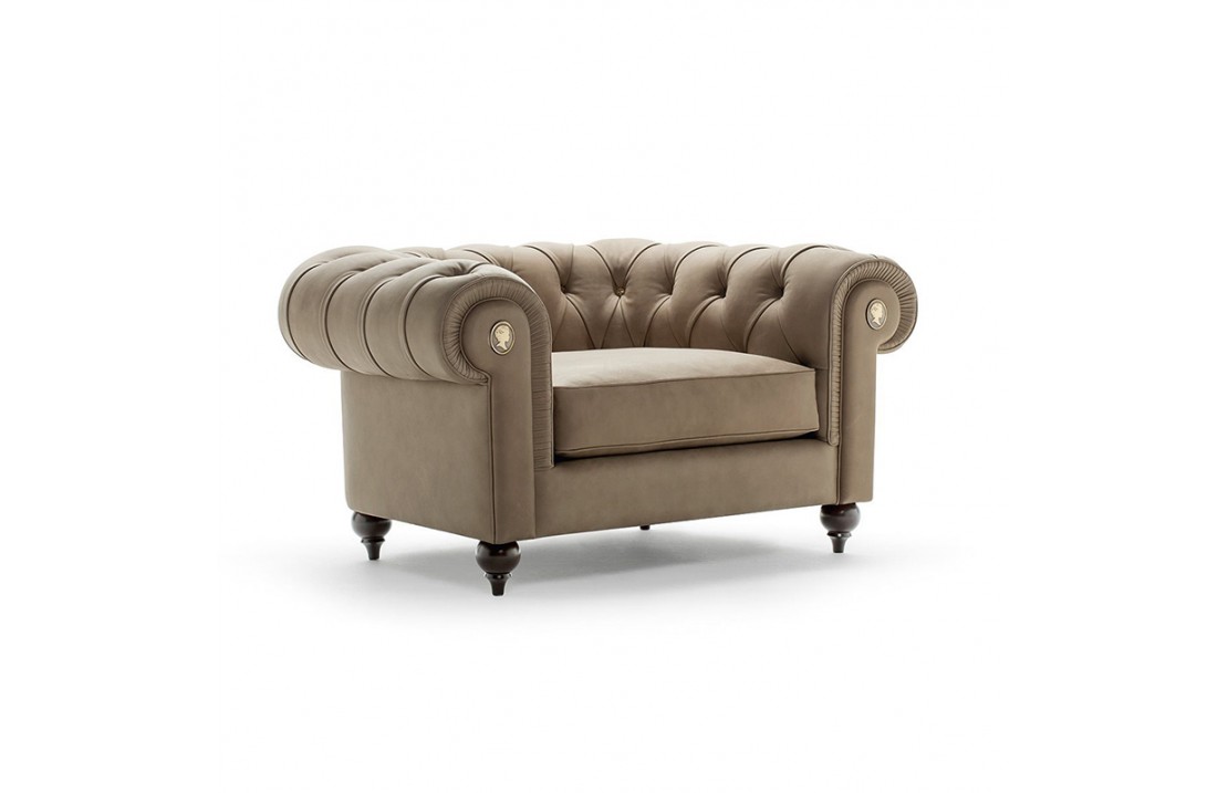 Chesterfield armchair in fabric or leather - Alfred