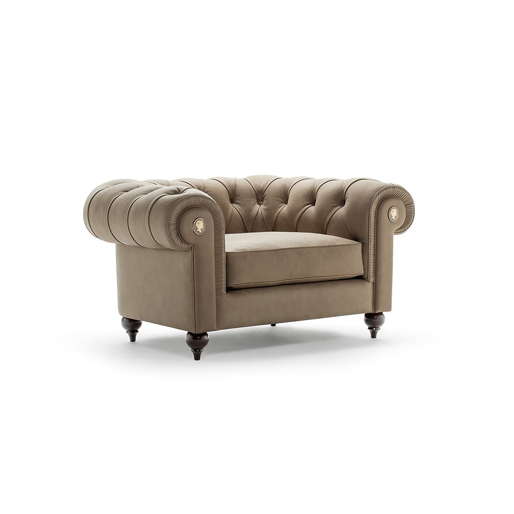 Chesterfield armchair in fabric or leather - Alfred