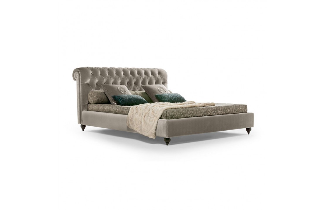 Chesterfield bed in fabric or leather - Alfred