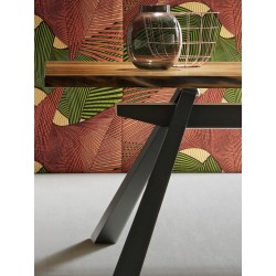 Tavolo con piano in vetro/ legno - Zeus