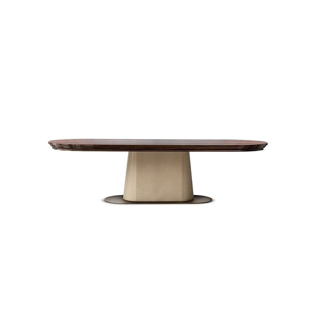 In fact enemy balloon Oval dining table leather base and wood top - Judy | IsaProject