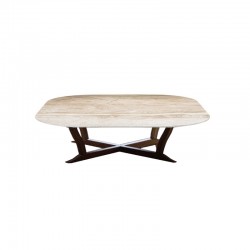 Elizabeth wood square coffee table with marble top