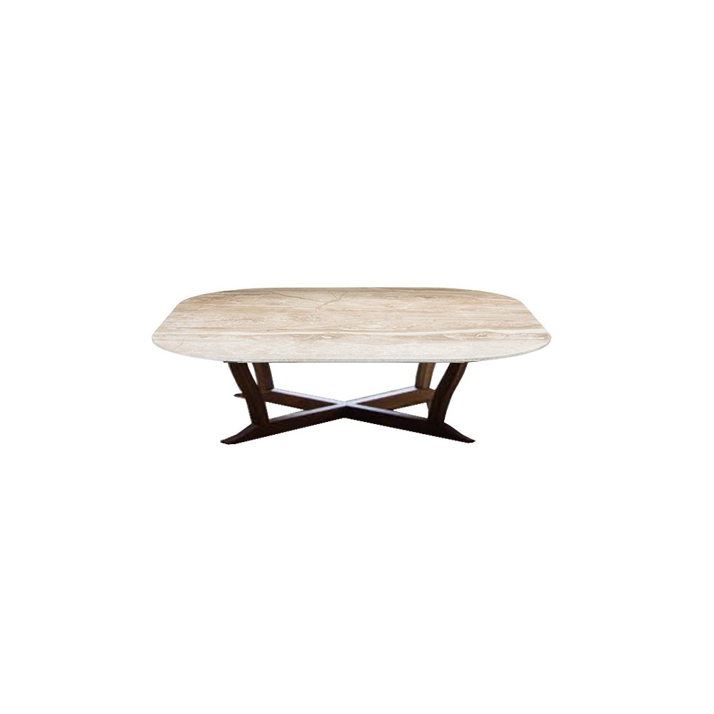 Elizabeth wood square coffee table with marble top