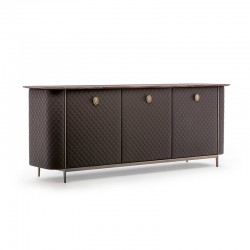 Penelope cupboard covered in leather with marble top