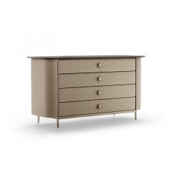 Penelope chest of drawers covered in leather with marble top