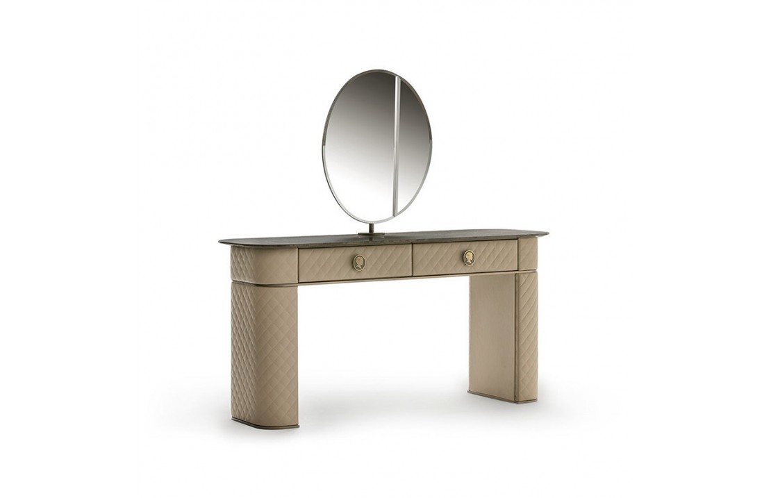 Penelope dressing table covered in leather with mirror
