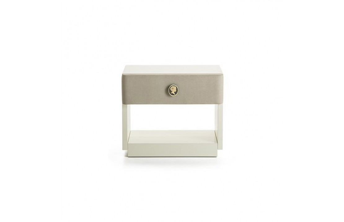 Jasmine bedside table with drawer covered in leather