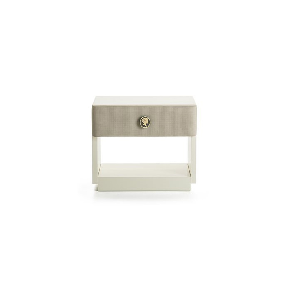 Jasmine bedside table with drawer covered in leather