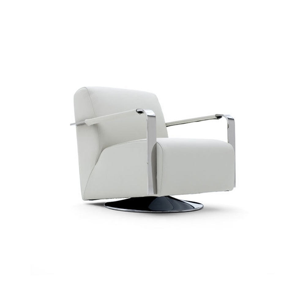 Elle swivel armchair in fabric or leather