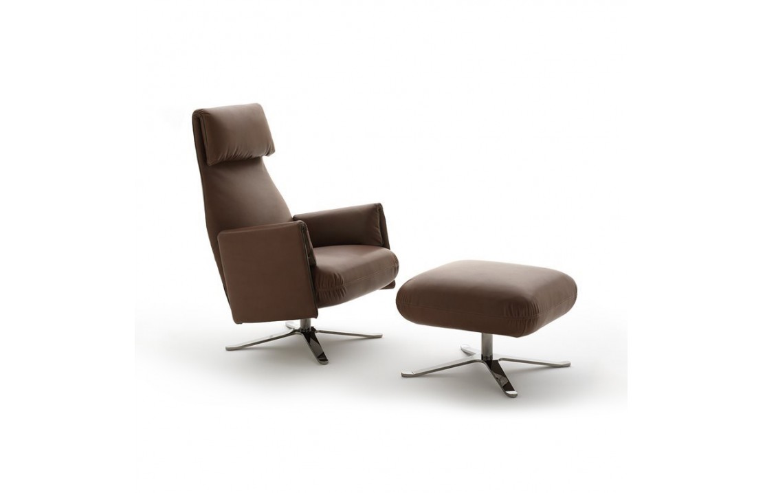 Leather armchair w/footrest - Senator
