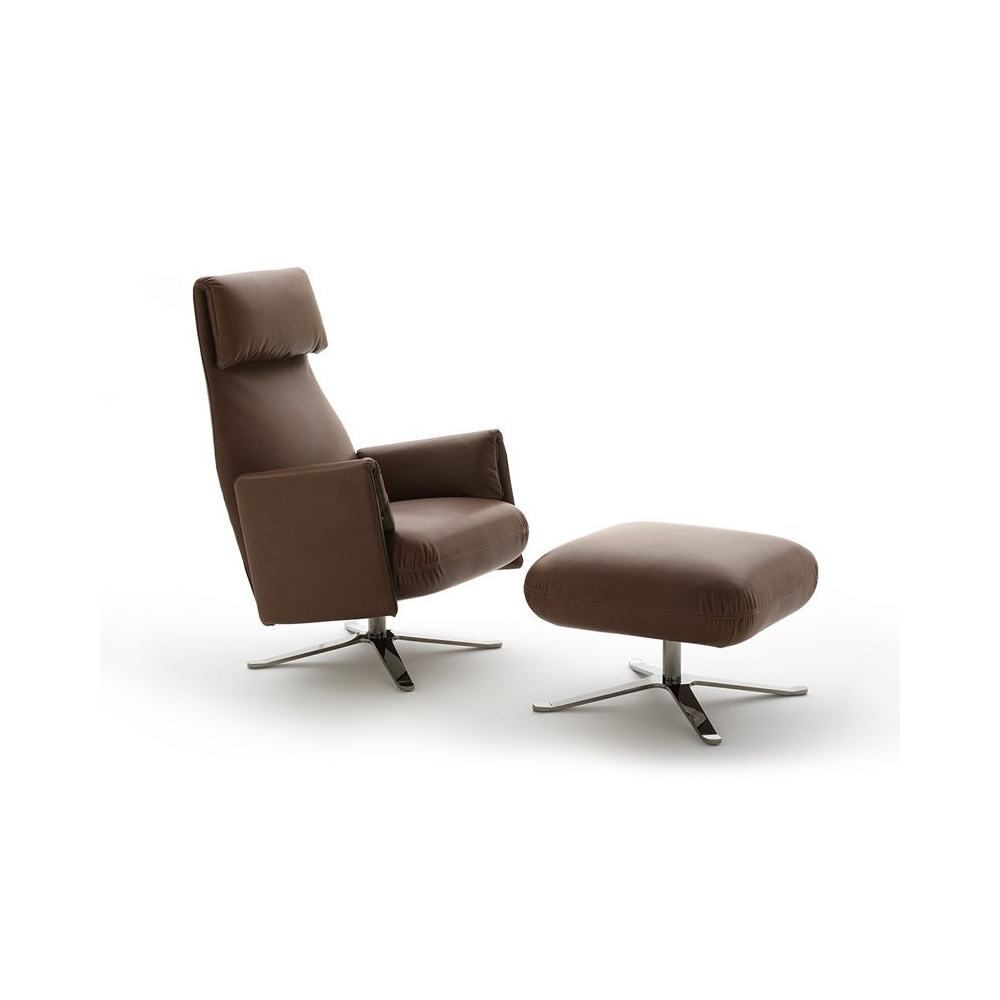 Leather armchair w/footrest - Senator