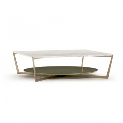 Frisco rectangular coffee table in metal and marble