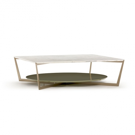 Frisco rectangular coffee table in metal and marble