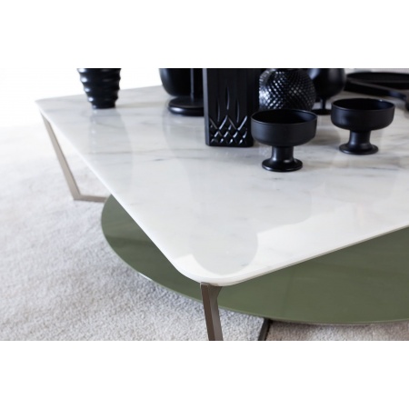 Tavolino rettangolare in metallo e marmo - Frisco
