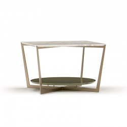 Frisco square coffee table in metal and marble