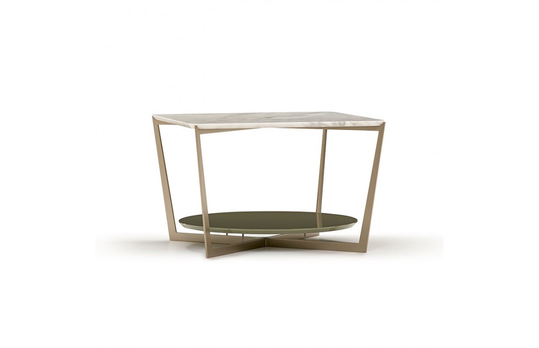 Frisco square coffee table in metal and marble