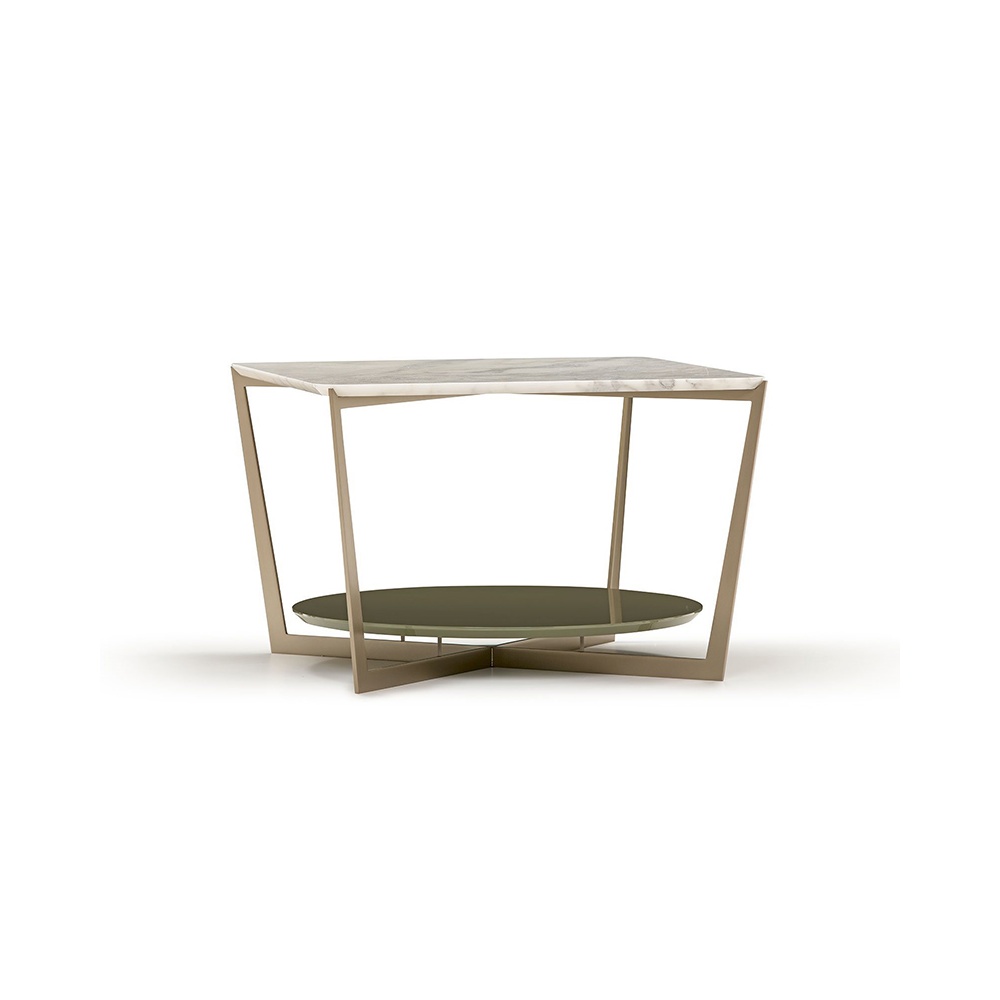 Tavolino quadrato in metallo e marmo - Frisco