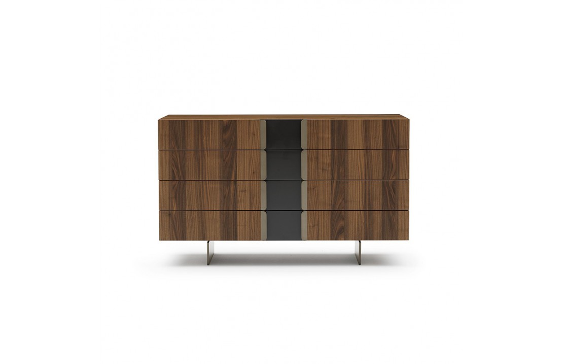 Malay wood chest of drawers with metal details
