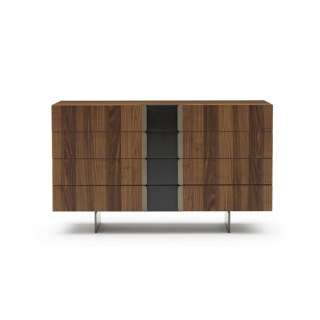 Malay wood chest of drawers with metal details