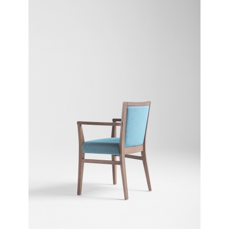 Moma Soft chair with armrests in fabric or synthetic leather