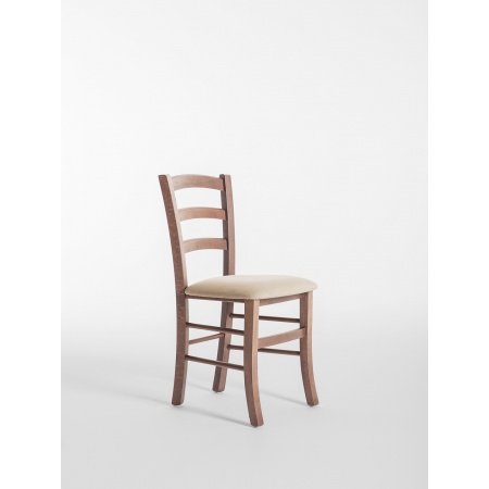 Rustic wood chair with padded seat - Venezia
