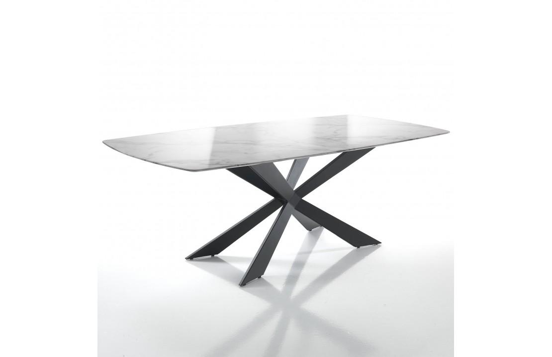 Tavolo rettangolare con top effetto marmo