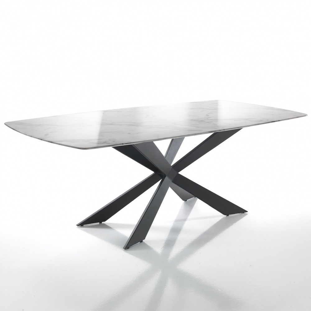 Tavolo rettangolare con top effetto marmo