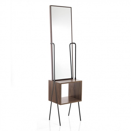 Floor mirror with storage compartment