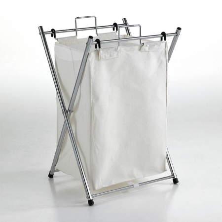 Folding laundry basket in metal and cotton