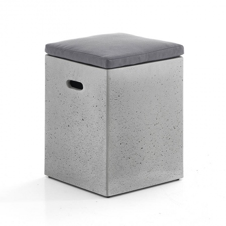 Pouf - stool in cement resin with padded seat