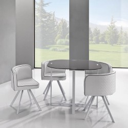 Set Tavolo in vetro con 4 sedie in PVC
