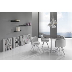 Set Tavolo in vetro con 4 sedie in PVC