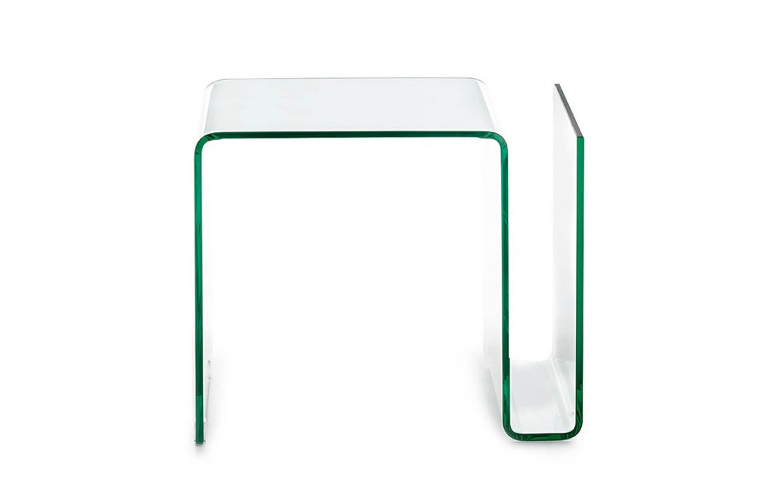 Side glass table with magazine rack