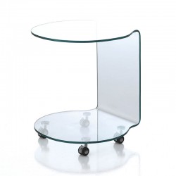 Glass coffee table with wheels