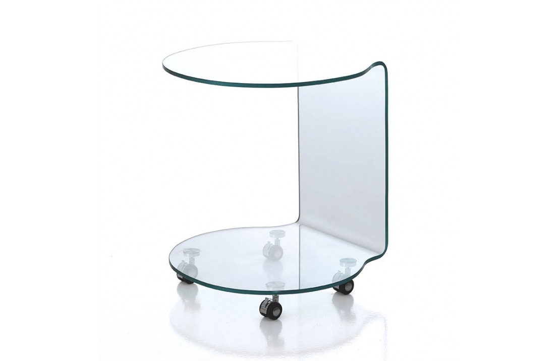 Glass coffee table with wheels