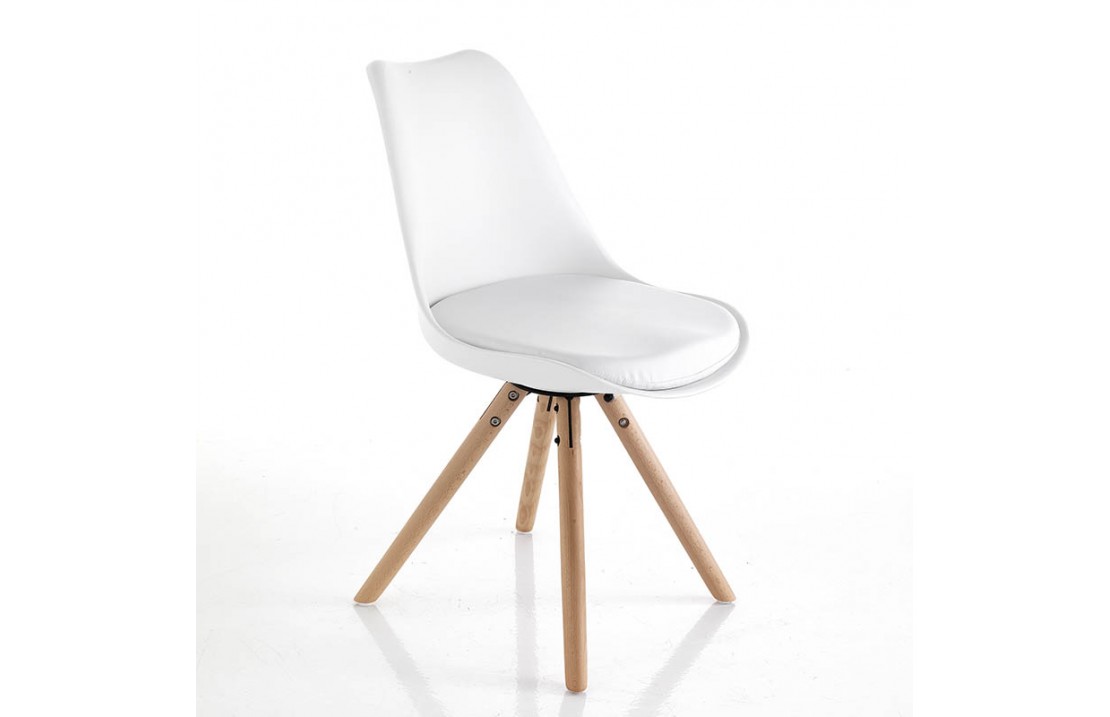 Chair in synthetic leather and solid wood