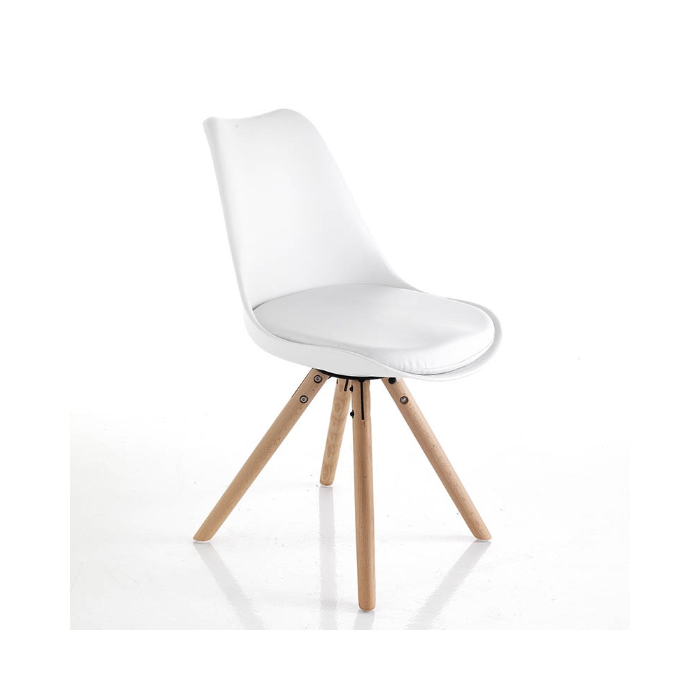 Chair in synthetic leather and solid wood