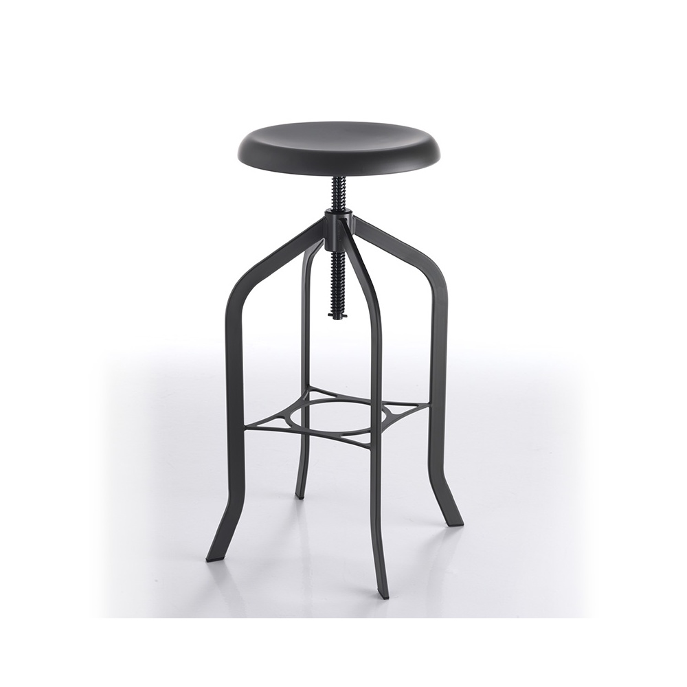 Stool with adjustable height - industrial black