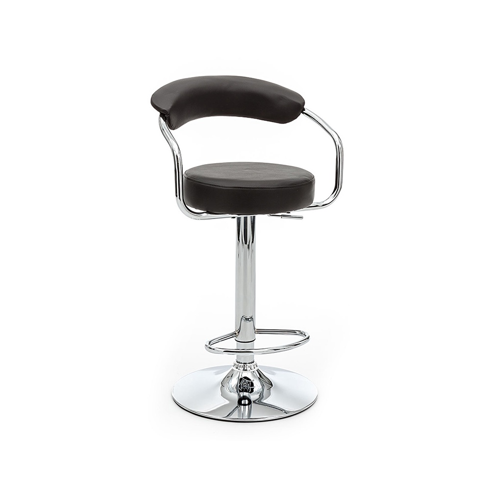 Stool adjustable height in metal and eco-leather