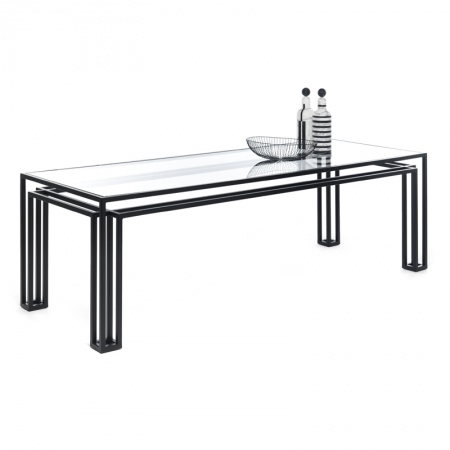 Dining table black metal and glass - Hotline