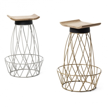 Stool in metal and solid wood - Tutù