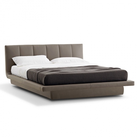 Sirio bed with storage unit covered in synthetic or real leather