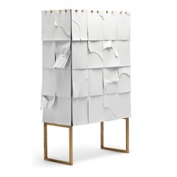 Storage cabinet covered by paper sheets - Notes