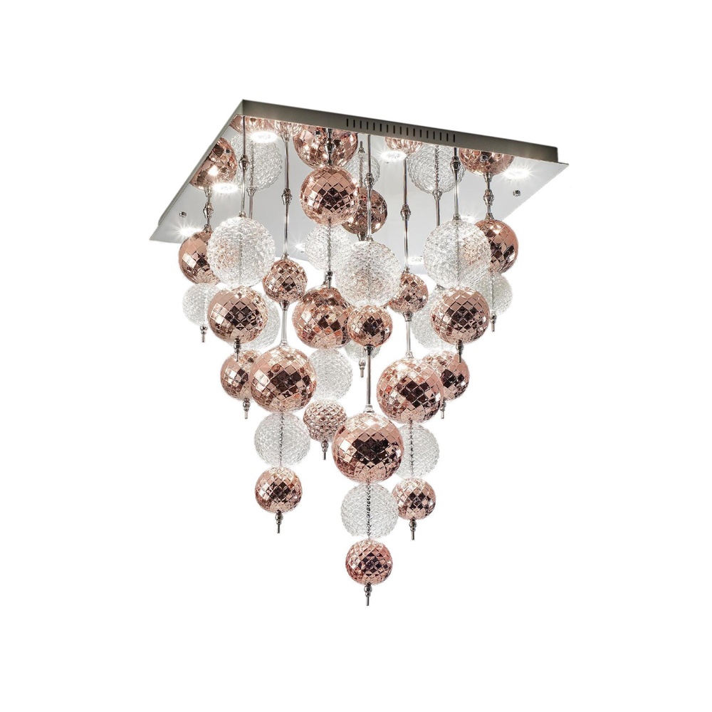 Lampada da soffitto LED con pendagli in vetro - Regolo