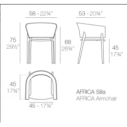 Africa sedia con braccioli in poliammide