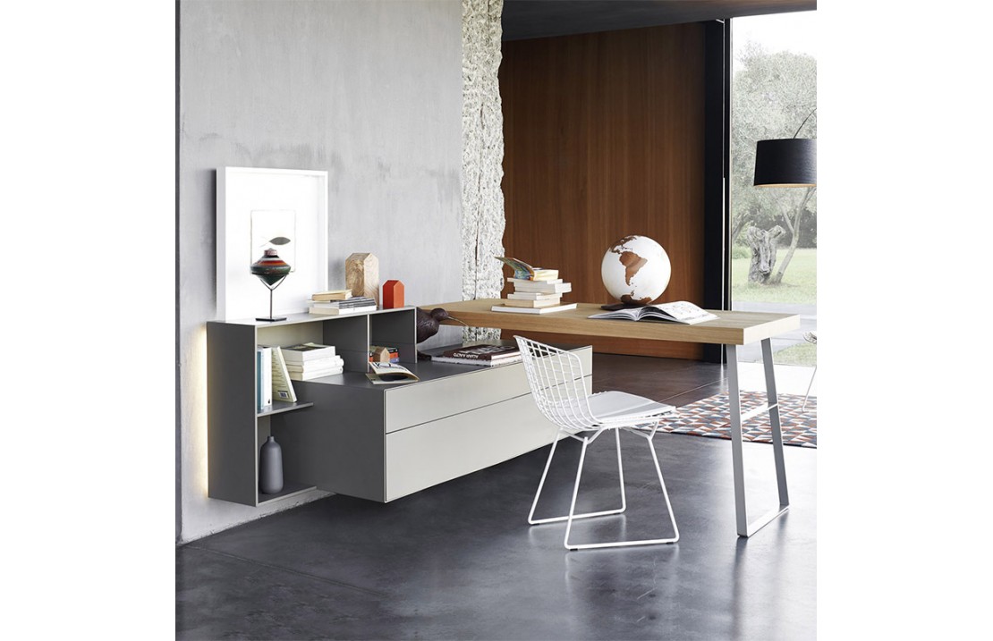 Desk with Chest of Drawers and open compartment - Ecletto