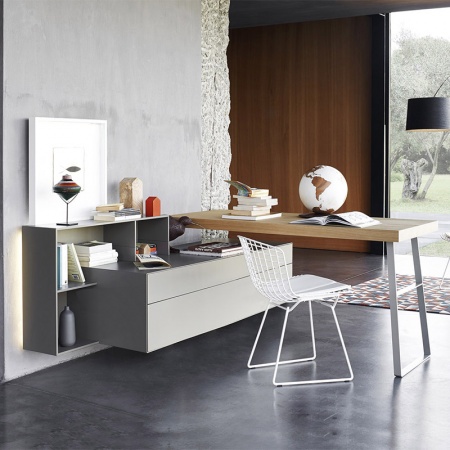 Desk with Chest of Drawers and open compartment - Ecletto