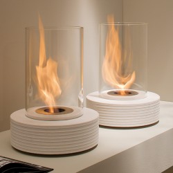 Table bio-fireplace in marble and glass - Track