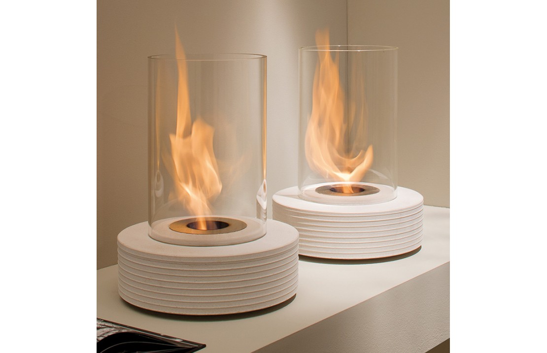 Table bio-fireplace in marble and glass - Track